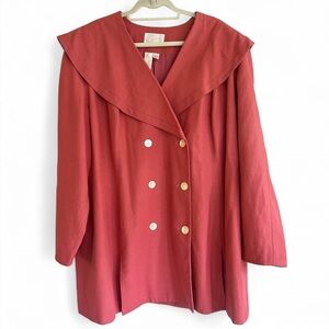 VINTAGE APART Oversized Trench Coat Salmon Double Breasted Lagenlook Artsy Sz 24